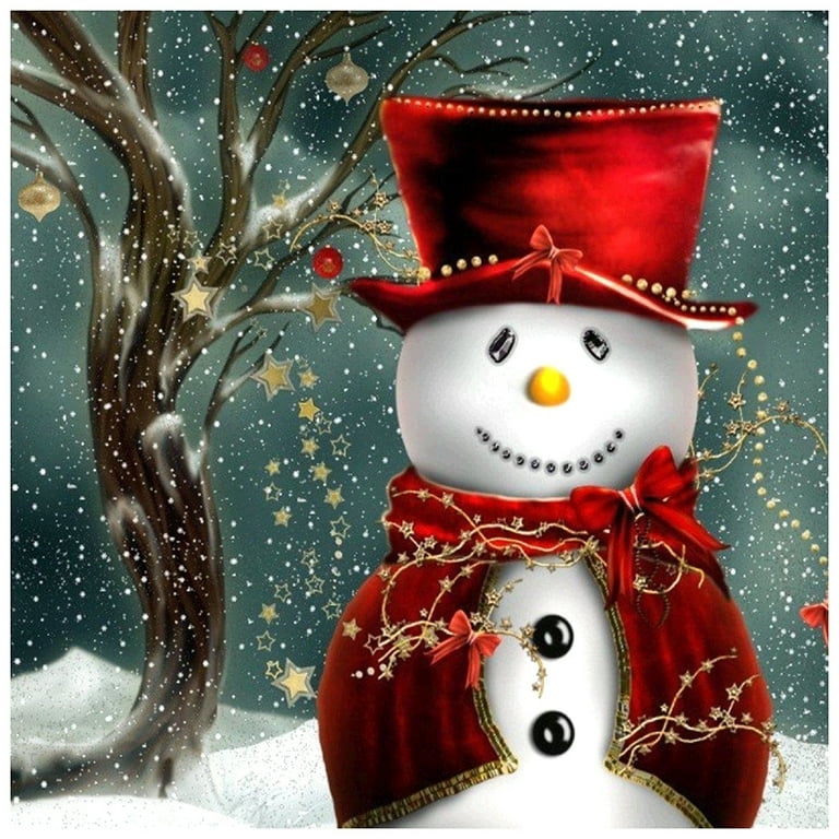 5D DIY Full Round Drill Diamond Painting Christmas Snowman Cross Stitch Kit, Size: 30, Other