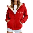 thumbnail image 2 of Fleece Lined Thick Hoodies for Women 2025 Winter Long Sleeve Zip Up Graphic Hooded Sweatshirt with Pockets Jacket Coat, 2 of 5