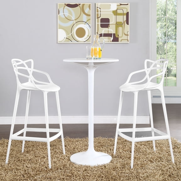 Modway Entangled Bar Stool Set of 2 in White
