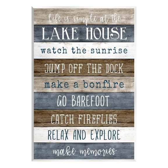Stupell Industries Life Is Simple Lake House List Graphic Art Unframed Art Print Wall Art, Design by Natalie Carpentieri