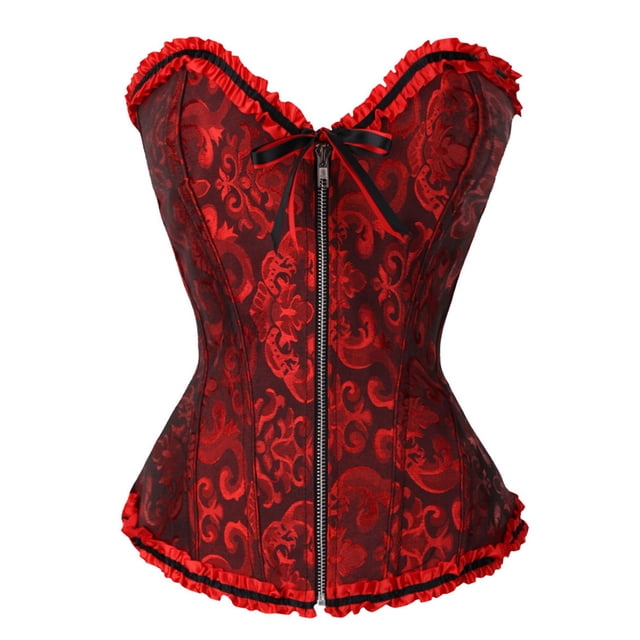Corset Aguichant en Dentelle avec Fermeture Éclair Bustier G-string Body Shapewear pour Femmes