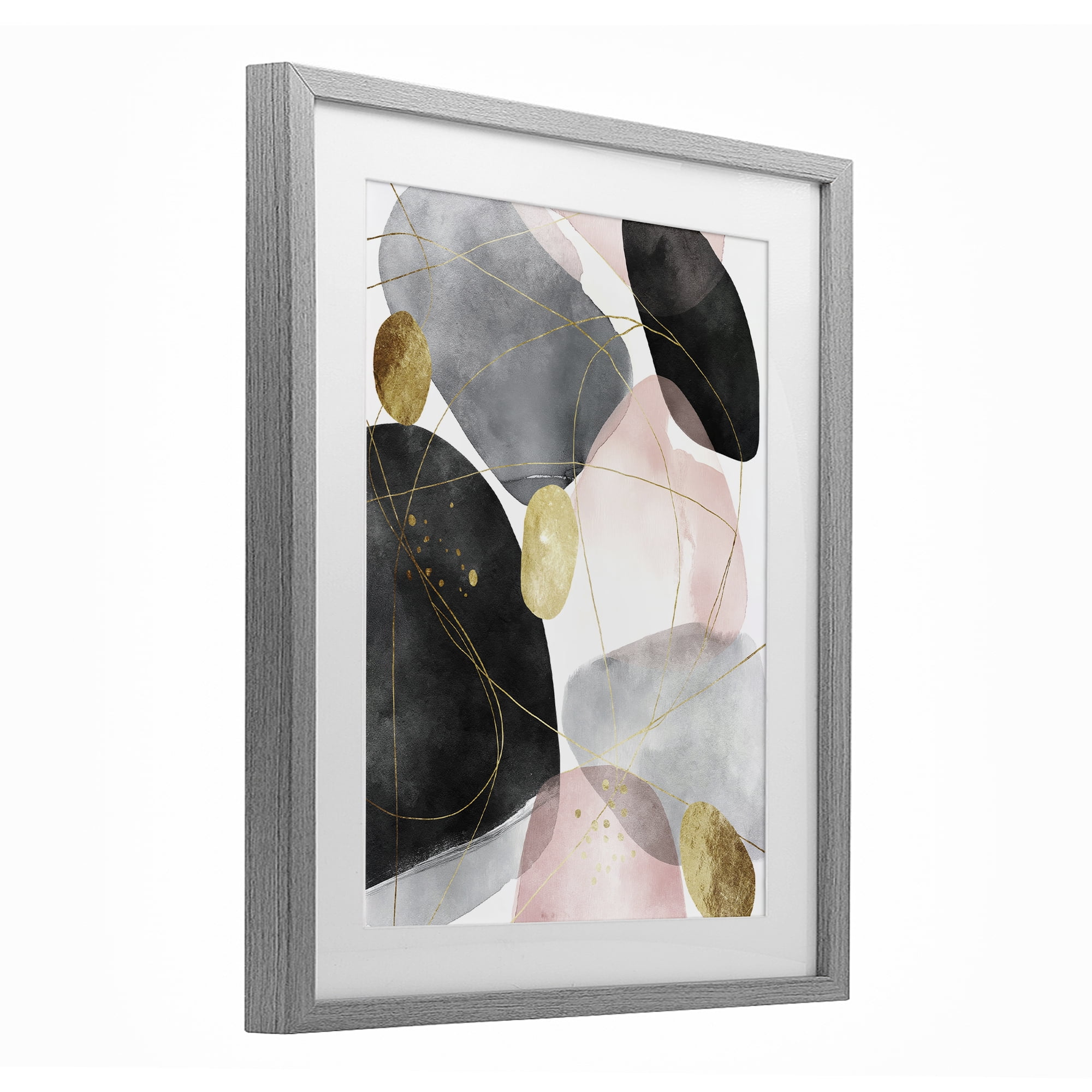 Stupell Industries Gilded Echoes Shapes Gray Framed Print Under Glass, design by Svetlana Aleynikova