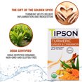 thumbnail image 3 of Tipson Organic Turmeric Caffeine Free Herbal Tea - Organic Ginger And Organic Cinnamon - 25 Foil Enveloped Double Chambered Bags - Traditional Herbal Tea - Keto/Paleo, 3 of 4