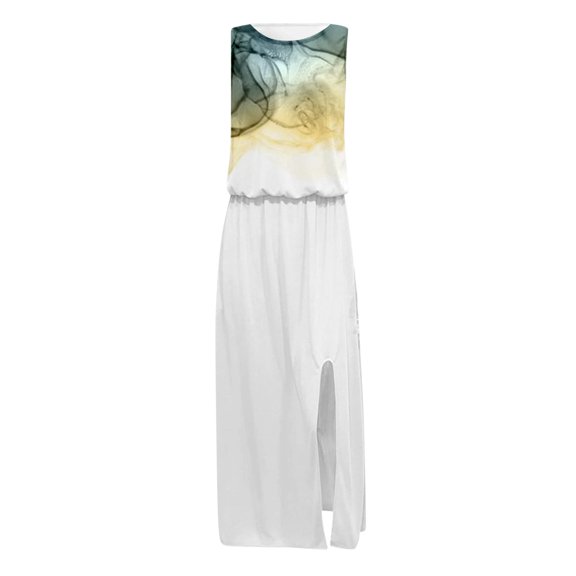 Vedolay Long Dress Casual Dresses for Women Sleeveless Cotton Summer Beach Dress A Line Spaghetti Strap with Pockets,Yellow S