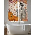 thumbnail image 5 of Sheer Curtains 72 Inches Long 2 Panels, Vintage Skull Autumn Pumpkins Rod Pocket Curtain Voile Draperies, Maple Leaf on Linen Light Filtering Window Treatment for Living Room Kitchen Bedroom, 5 of 8