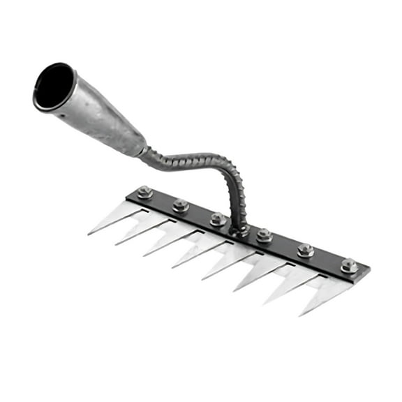 Iron Weeding Rake, Iron Rake for Gardening and Weedings, Heavy Duty Gardening Hand Weed Puller Tools, 8 Teeth Carbon Steel Garden Weedings Rakes for Lawn Care