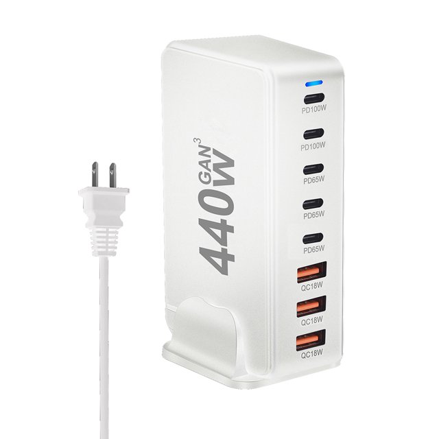 440W Quick PD Charger 8 Ports USB Type C Adapter Mobile Phone Laptop Charging Dock Stand ,Multifunctional fast charging
