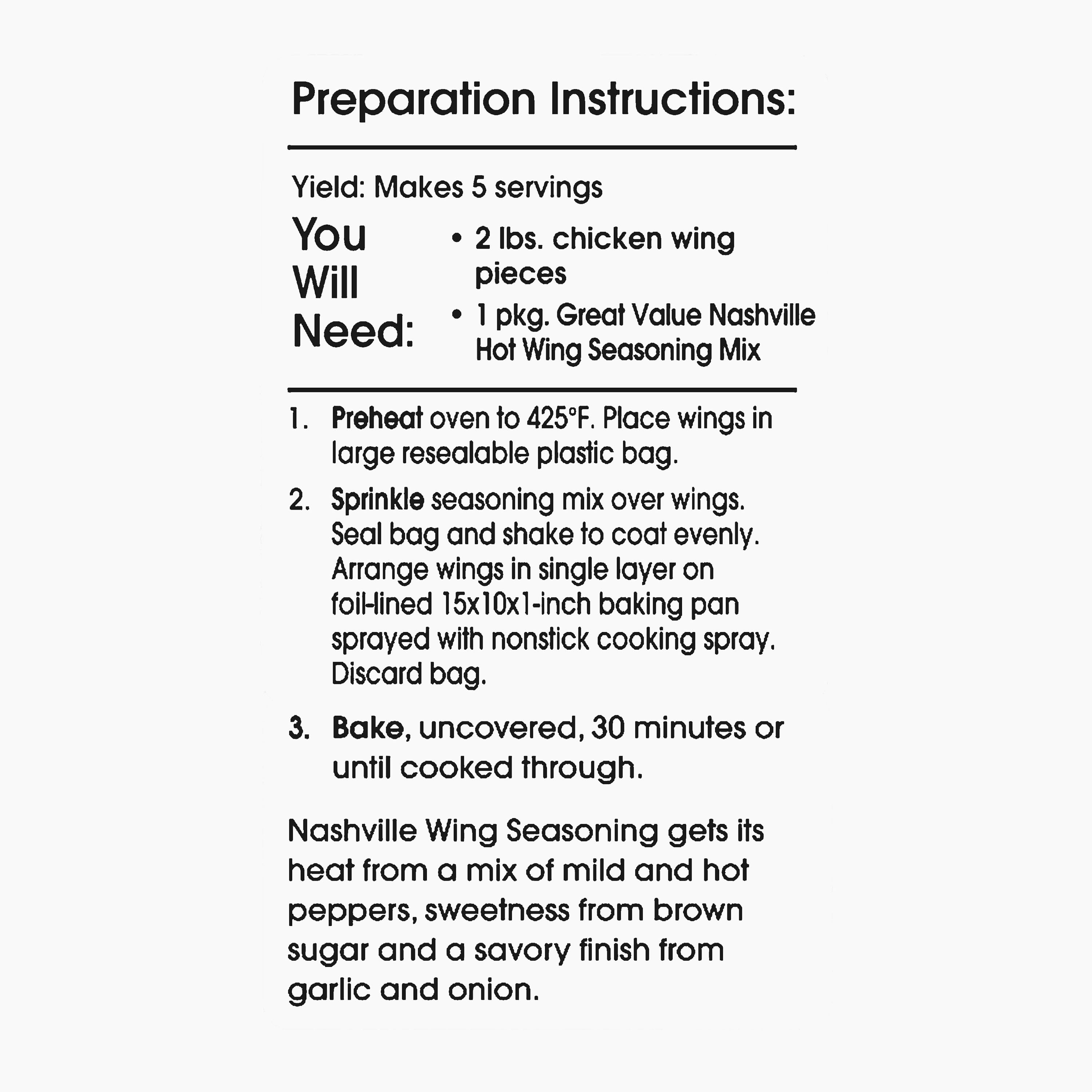 (5 pack) Great Value Nashville Hot Wing Seasoning Mix, 1.25 oz