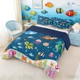 thumbnail image 2 of Manfei Cartoon Underwater World Full Size Comforter Sets for Kids Boys and Girls, Ocean Fish Bedding Sets, Navy Reversible 3 Pieces, 1 Comforter and 2 Pillowcases, 2 of 6