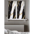 thumbnail image 5 of Black Marble Curtains 45 Inch Length,Sheer Curtains for Bedroom Living Room Window Luxury Gold White Abstract Cracks Artwork Rod Pocket Drapes Kitchen Curtains Small Half Window 42"x45" 2 Panels, 5 of 7