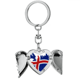 thumbnail image 1 of Map Iceland Flag Pattern Heart Angel Wing Key Chain Holder, 1 of 3