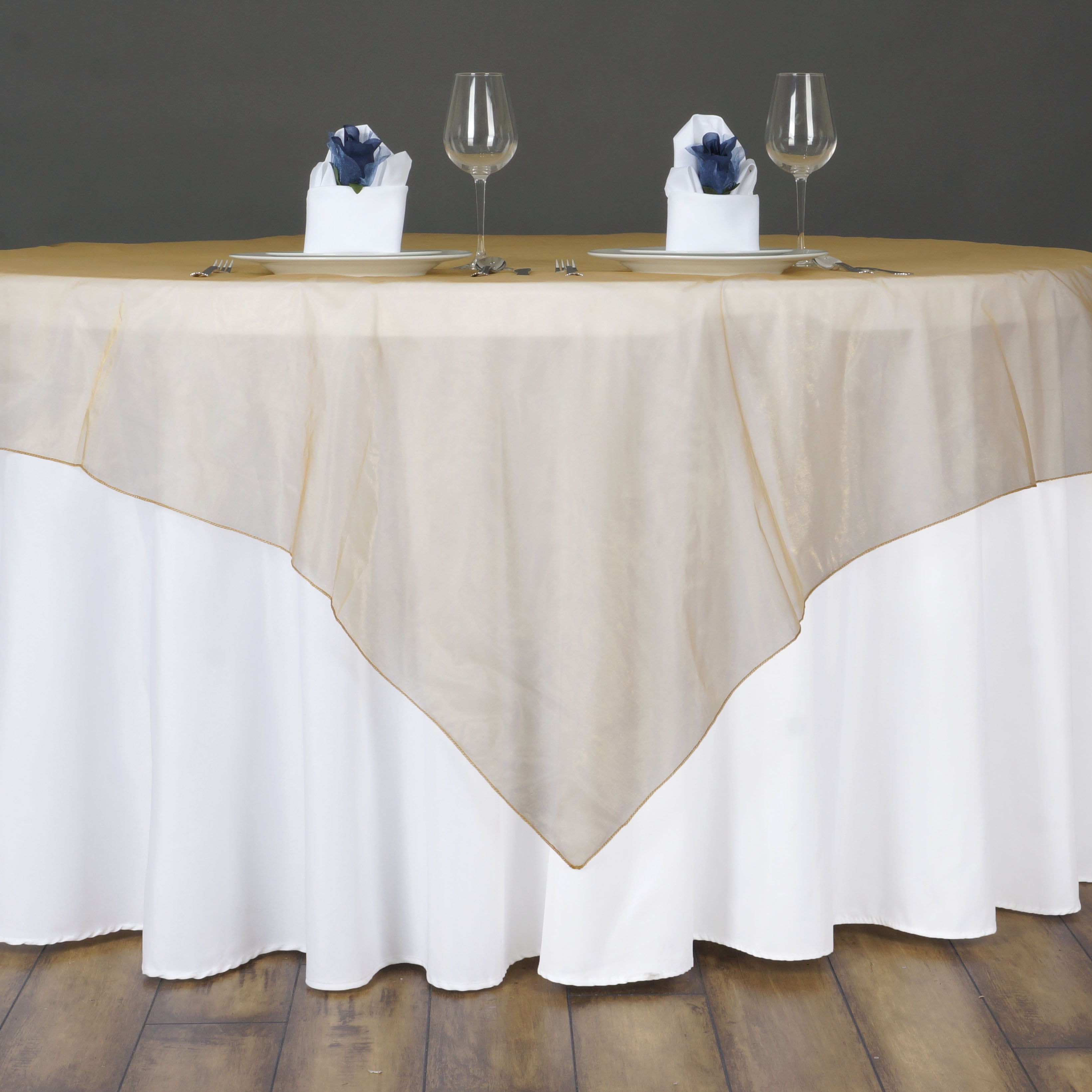 BalsaCircle 72" x 72" Gold Sheer Organza Table Overlays Wedding Party ...