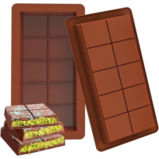 Moldes para chocolate profundo YZhouD de 10 cavidades, paquete de 2 moldes de silicona reutilizables antiadherentes, molde grueso para barra de chocolate rellena, moldes flexibles y fáciles de