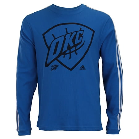 Adidas NBA Men's Oklahoma City Thunder 3-Stripe Long Sleeve Thermal Shirt, Blue