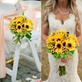 thumbnail image 5 of Artificial Sunflower Bouquet, 4 Bunches Silk Sunflowers Fake Yellow Flowers for Home Decoration Wedding Decor (4 Pack), 5 of 5