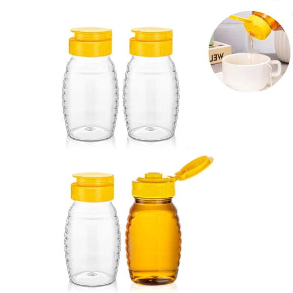 Pack of 4 Empty Squeeze Bottles Honey Squeeze Containers 6oz/180ml Leakproof Syrups Containers for Ketchup Salad Dressing