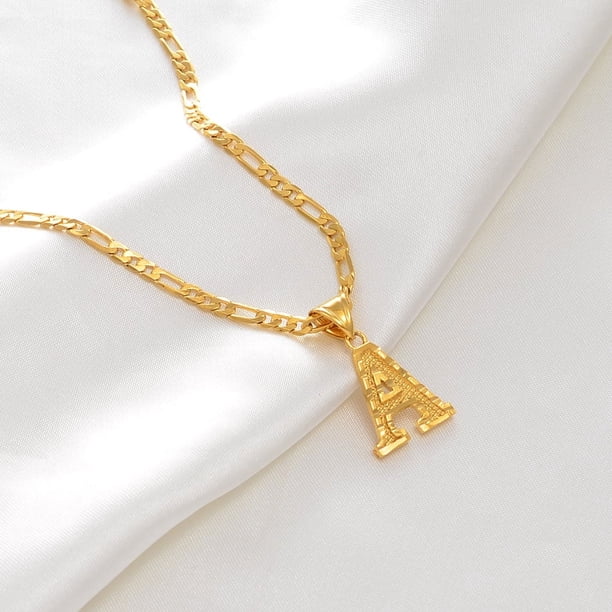 Anniyo A-Z Letters Pendant Necklaces for Women Men Girls English