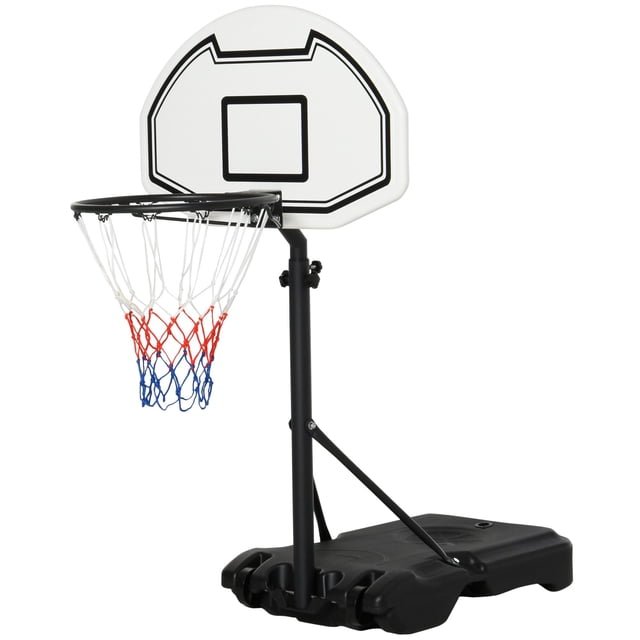Adjustable Poolside Basketball Hoop Stand - Portable, Black, 52.25"-63.5" Height, Wheels for Easy Movement - Outdoor Game System for Pools & Patios