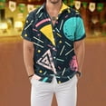 thumbnail image 2 of 80s Disco Outfit Hipster Free Hawaiian Shirt for Men - Retro 80s Style Short Sleeve Button Down Casual Cuban Shirts for Men Boys, 2 of 5