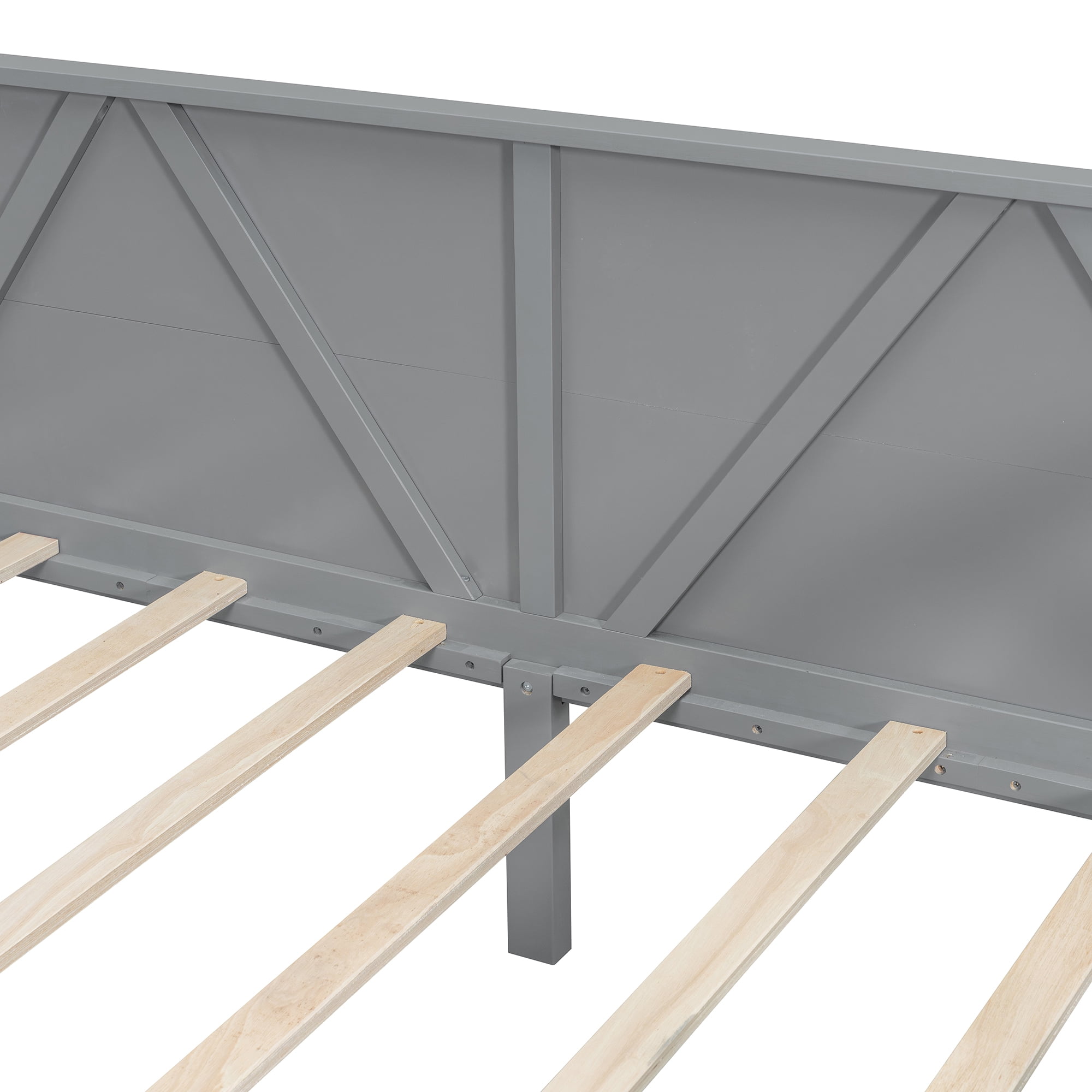 Aukfa Twin Size Bed Frame, Solid Wood Daybed with Slat Support for Kids Boys Girls, Gray