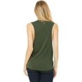 thumbnail image 3 of Bella Canvas Womens Flowy Scoop Blended Muscle Tank, L, Military Green, 3 of 3