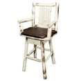 thumbnail image 4 of Montana Collection Counter Height Swivel Captain's Barstool - Saddle Upholstery, Ready to Finish, 4 of 5