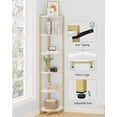 thumbnail image 3 of Corner Shelf Stand, Corner Bookshelf, Storage Standing Shelf Unit with Metal Frame, Plant Stand, Corner Bookcase for Living Room, Home Office, Bedroom, 6-Tier White Gold, 3 of 17