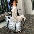 thumbnail image 3 of Bolso Con Asa Superior Bolso bandolera de nailon para mujer, diseño con espacio, bandolera acolchada, de color liso, 3 of 5