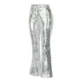 thumbnail image 5 of Jxximdong Pants for Women Women's Sexy Sequined Shiny High Waist Stretch Flare Pants Nightclub Trousers Silver M Trousers, 5 of 6