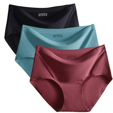 

Hardlegix 3PCS/Set Womens Stretch Panties Seamless Invisible Panties Hipster Brief Mid Rise Brief No Panty Line Underwear Black，Blue Grey，Red