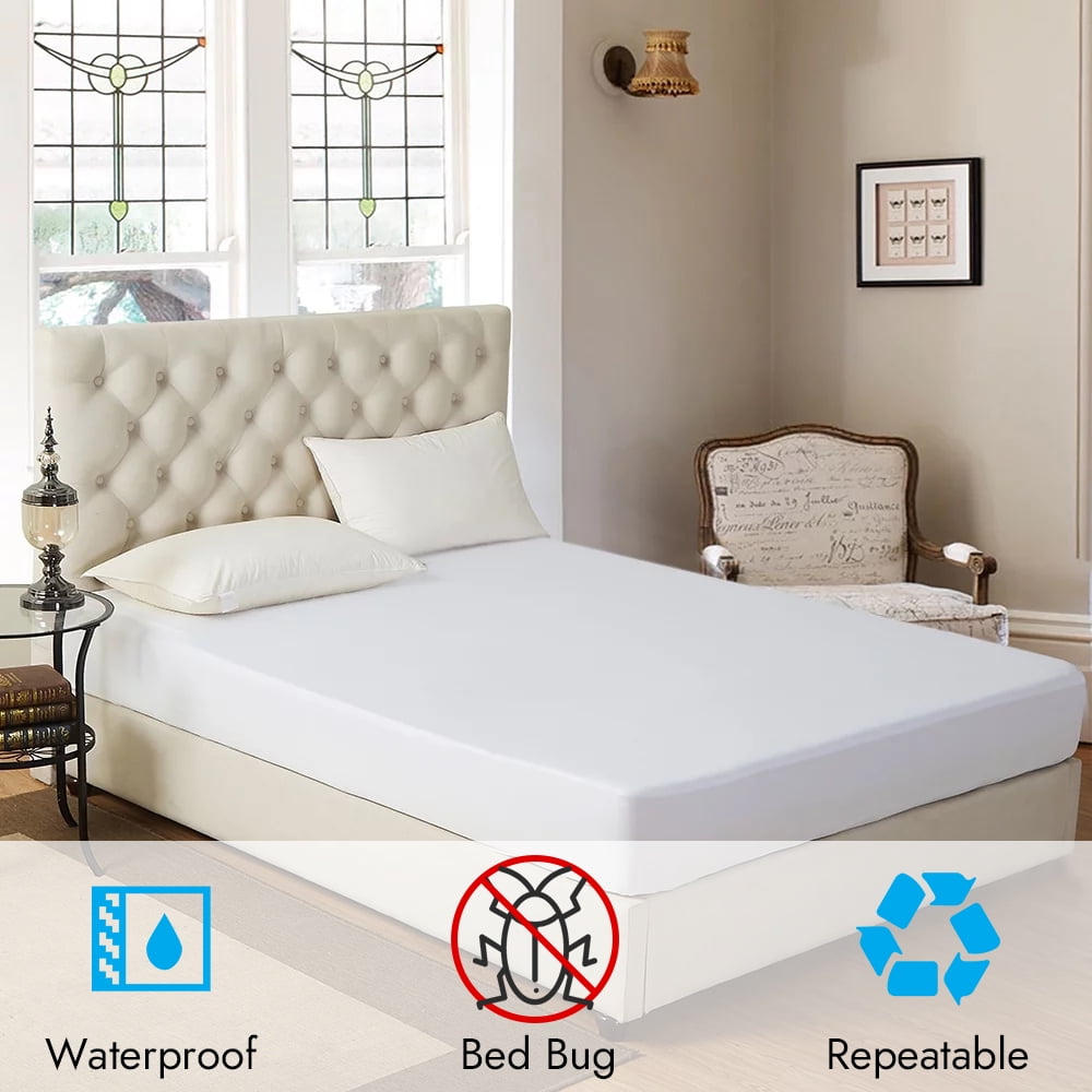 Full Size Mattress Cover，Soft Breathable Waterproof Noiseless Bed Bug Mattress Protector Cover for Deep 6-14" Pad，1 Pack