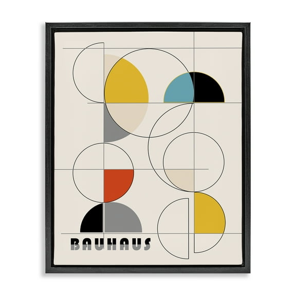Stupell Industries Bauhaus Movement Geometrics Abstract Painting Black Floater Framed Canvas Art Print Wall Art, 17 x 21