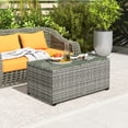 thumbnail image 2 of Outsunny Wicker Outdoor Coffee Table, Glass Top Patio Table, Light Grey, 2 of 10