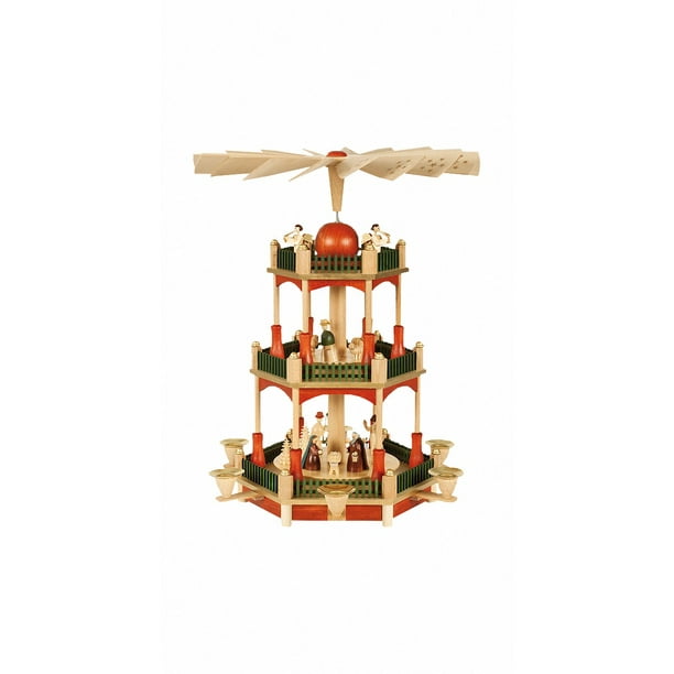 German christmas pyramid Nativity scene, 2tier, height 39 cm / 15 inch