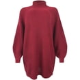 thumbnail image 4 of Long Pull pour Femmes Décontracté Oversize Robe Pull Femme Couleur Unie Col Roulé Automne Pull Tricoté Femme Long Pull Épais Vente Manches Longues Sweat Élégant Pull Manches Longues Chemise (m), 4 of 5