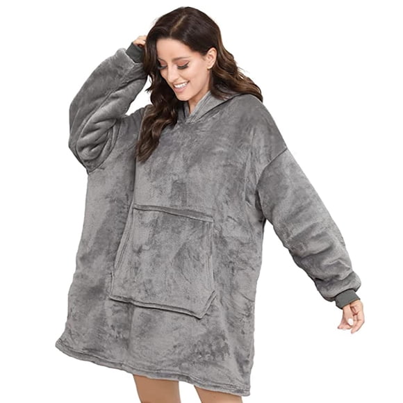 Lostrain Blanket Hoodie, Oversized Sherpa Wearable Super Soft Warm Cozy with Giant Hoody Plush Fleece Big Pocket Fit for Adults Men Women Teens One S