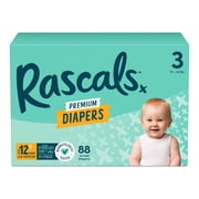 Rascals Premium Absorbent Baby Diapers Size 3, 88 Count