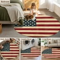 thumbnail image 5 of American Flag Round Area Rug 5 FT, Non Slip Bedroom Rugs, Vintage Red BlueUSA Flag Washable Soft Circular Carpet Non-Shedding Floor Mat for Kitchen Dining Room Foyer Balcony Dorm, 5 of 8