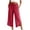 #049-Red, variant on Favoffer Women's 3/4 Length Capri Pants Elastic Drawstring Waist Side Button Solid Color Casual Trousers Summer Relaxed Bottom for Daily Errands Travel