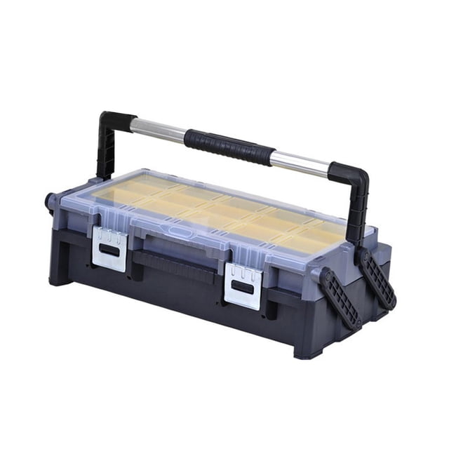 Caja de herramientas a prueba de polvo, contenedor de almacenamiento de herramientas para hardware, clavos y tornillos variados L tiene 2 capas de cuadrícula