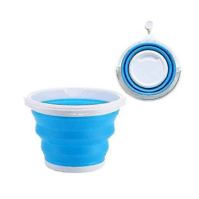 Collapsible Bucket With Handle, Mop Bucket, Silicone Portable Fishing Bucket, Bucket For Cleaning, Backpacking, Camping And Outdoor Survival (blue)