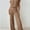 Khaki, variant on Women's Casual Loose Solid Ribbed Crewneck Short Sleeve Long Romper Stretchy Wide Leg Jumpsuits