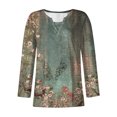 thumbnail image 3 of LbsKUS Fall Clearance,Womens Long Sleeve Tops V Neck Casual Shirts Retro Stylish Pullover Boho Floral Print Vintage Shirts Fall Clothes(Army Green,Medium), 3 of 4