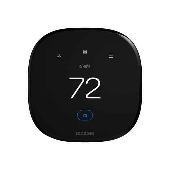 ecobee - Premium - ecobee SmartSensor included - smart thermostat - wireless - 802.11a/b/g/n/ac, Bluetooth 5.0 - 915 MHz - black front