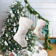 thumbnail image 4 of White Christmas Stockings Faux Fur Large Kids Gift Candy Bag Xmas Tree Ornaments, 4 of 9
