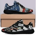 thumbnail image 3 of Sprint Car Dirt Track Racing Checked and American flag Shoes Sneakers Black Size 7, 3 of 7