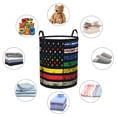 thumbnail image 4 of Fuzoiu Thin Green Line With USA Flag Print Circular Hamper,Laundry Basket with Handle,Collapsible Laundry,Dirty Clothes Storage Basket,for Bedroom Bathroom Dorm Living Room-Medium, 4 of 6