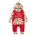 thumbnail image 3 of ZOELNIC Newborn Baby Boy Girl My 1st Christmas Clothes Cute Printed Romper Hooded Pocket Bodysuit Clothes, Red Flower 6-12 Months, 3 of 11