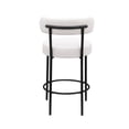 thumbnail image 6 of Modern Bar Stools Set of 2, 26" Fabric Upholstered Counter Height Bar Stools,Round Low Back Kitchen Stools with Metal Legs for Dining Room, Island, Bistro, Black White, 6 of 7