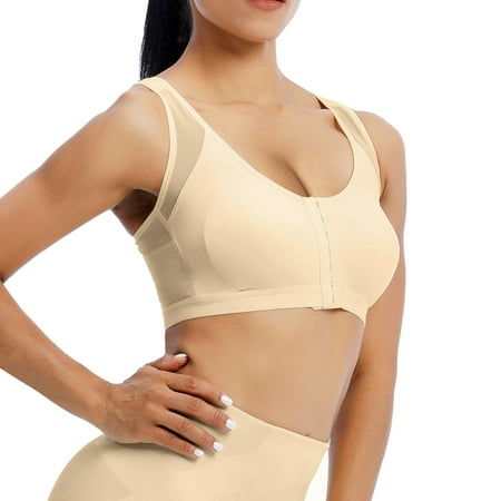 

Cathalem Front Closure Bra Women s Full Coverage Front Closure Wire Back Support Posture Bra Dry Fit Sports Bras for Women Underwear Beige 3X-Large